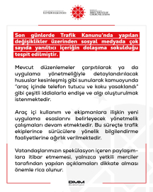 DMM'den 'araç içinde telefon tutucu ve koku yasaklandı' iddialarına ilişkin açıklama