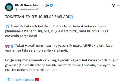 Tokat'tan İzmir'e uçuşlar başladı