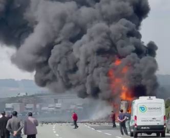 İstanbul- Çatalca'da TIR yangını; Kuzey Marmara Otoyolu trafiğe kapandı- 3 / Ek görüntü