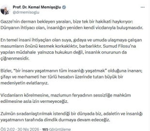 Bakan Memişoğlu: Sumud Filosu’na yapılan müdahale insanlık onurunun çiğnenmesidir