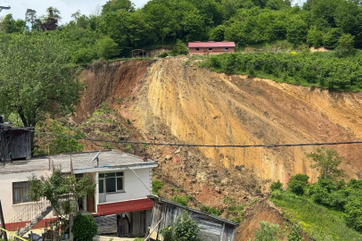 Ordu'da heyelan kamerada