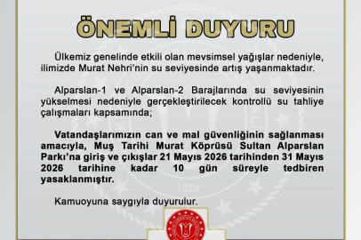 Murat Nehri’nin su seviyesi yükseldi, Murat Köprüsü ve Sultan Alparslan Parkı kapatıldı