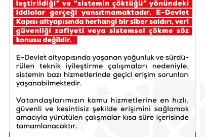 DMM: e-Devlet altyapısında herhangi bir siber saldırı söz konusu değildir